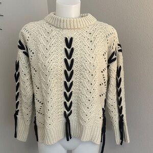 Chic Cowl Neck Sweater in Cream and Black